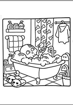 Spookie Cutie Coloring Pages, Spooky Cutie Coco Wyo, Cozy Coloring Pages, Creepy Creatures, Cozy Hygge, Abstract Coloring Pages, Art Worksheets, Cat Coloring Page