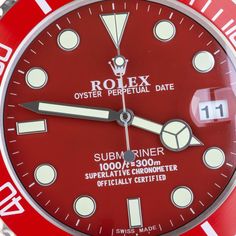 ROLEX Officially Certified Perpetual Yacht Master II Luxury Wall Clock Watch Good condition, working. Luminous Hands Sweeping hand (not ticking) Quartz Movement (requires 2x AA battery) Red Watch With Date Indicator And Round Dial, Luxury Red Watch With Date Indicator, Luxury Red Watches With Date Indicator, Timeless Red Watch With Analog Display, Classic Red Watches With Date Display, Classic Red Watch Accessories With Date Indicator, Luxury Red Watch Accessories With Analog Display, Red Formal Watch With Date Indicator, Formal Red Watch With Date Indicator