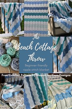 the beach cottage throw crochet pattern is shown