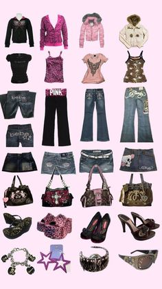 Clothes Outfits Ideas, 2000s Fashion Inspiration, Juicy Couture Clothes, Mcbling Fashion, Trashy Outfits, 2000s Outfit, Mcbling Y2k, 2000s Fashion Trends, 2000s Clothes