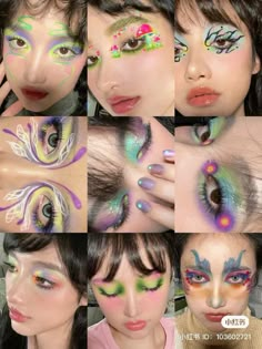 sorry I won't be posting for long ☹️ Mismatched Makeup, Maximalist Makeup, Artsy Makeup, Cute Eye Makeup, Face Art Makeup