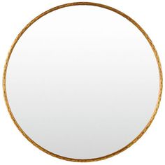 a round mirror on a white background with gold trimmings and an oval frame