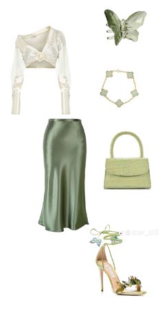 Heel Outfits, Green Satin Skirt, Fem Outfits, Sage Green Aesthetic, Timeless Color Palette, 2023 Outfits, Outfit Inspired, Dress Classy, Chic Clothing