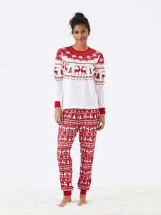 Product Introduction: Stay cozy and stylish with our Christmas family pajamas. Perfect for matching with your family, friends, and relatives, this set features a festive Christmas element print that will keep you warm and comfortable all season long.
Fabric: Made of 95% polyester and 5% spandex, this knit fabric is soft and stretchy, with flame-retardant properties for added safety.
Care Instruction: Hand wash in cold water, flat dry, and avoid bleaching. Do not dry clean. Low-temperature ironing is recommended for daily wear.
Key Features: * Please add each size separately to your shopping cart.
* Product features: Christmas element print.
* Fabric characteristics: Knit fabric, soft and stretchy.
* Piece of product: Each size includes 1 set (1 top and 1 pant), or 1 jumpsuit or 1 pet produ Kids Christmas Pjs, Christmas Family Pajamas, Christmas Loungewear, Family Matching Pajamas, Button Up Pajamas, Matching Christmas Pajamas, Snowflake Print, Pajamas Sets, White Only