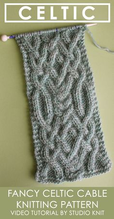 a knitted scarf is shown with the text fancy celtic cable knitting pattern on it