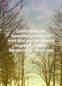 a couple walking down a street with trees in the foreground and a quote about celebrating the beautiful journey of love that you've shared together