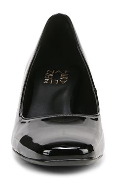 Complete your look with the contemporary glamour of a glossy patent pump featuring a metallic block heel and comfort-cushioned footbed. 2 1/2" heel Cushioned footbed with Contour+ technology Synthetic upper, lining and sole Imported Nordstrom Store, Black Fits, Women's Pumps, Block Heels, Nordstrom, Pumps, Perfect Gift, Technology, Heels