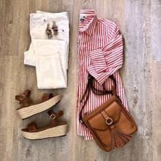 OUTFITS WITH WHITE PANTS FOR WOMEN OVER 50 - valemoods Clothes Flatlay, Rolled Up Sleeves, Glitter Fashion, Simple Stud Earrings, On Sneakers