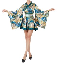 PRICES MAY VARY. 【Material】 This product is made of high quality polyester, using hot stamping process, very comfortable and soft, suitable for pajamas and bathrobes. This product includes kimono *1, belt *1, bow *1. 【design】A traditional Japanese kimono in the style of Japanese anime, This dress adopts more advanced printing techniques, gold bronzing technology, and the golden stripes beside the flowers shine in the light, revealing an elegant atmosphere all the time. This outfit will never dis Traditional Geisha, Kimono Costume, Japanese Kimono Dress, Traditional Asian Dress, Modern Kimono, Night Pajama, Traditional Japanese Kimono, Traditional Kimono, Japanese Dress