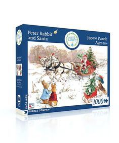 New York Puzzle Company - Peter Rabbit and Santa - Beatrix Potter 1000 Piece Jigsaw Puzzle. Recommended Age: 13+ Years. Peter Rabbit Book, Peter Rabbit Books, Rabbit Book, Uno Card Game, Benjamin Bunny, Woodland Friends, Puzzle Shop, 1000 Piece Jigsaw Puzzles, Linen Style