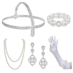 PRICES MAY VARY. 【20s Accessories for Women】Package includes: 1 pcs 1920s headpiece; 1 pair vintage earrings; 1 pcs retro bracelet; 1 pcs faux pearl necklace;1 pair long costume flapper gloves; 1 pcs plastic holder rod. 【Free size】1920s Headpiece circumference-22.04"; Necklace length-57.08"; Gloves length-20.07"; Plastic holder length-12.99 inch"; Matching Earring Size-2.2*0.82"; Bracelet size-7.08*0.67". Perfect flapper accessories set fits most teens and adults. 【Feature】The classic faux pearl necklace can be wrapped around multiple times. And the highly stretchy long satin gloves fits most women and girls. Art deco jewelry set is thoughtfully designed to comfortably fit most women. 【Premium Material】Each accessory in this set is crafted from high-quality, durable materials. From the stu 1920s Accessories Jewelry, 1920 Accessories, 20s Accessories, Long Satin Gloves, 1920s Accessories, Flapper Accessories, Art Deco Party, Gatsby Headband, 1920s Headpiece