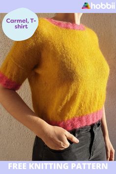 a woman wearing a yellow and pink sweater