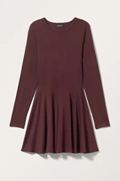 Frilled Mini Tube Dress - Dark Red - Monki WW Fitted Mini Skirt Dress With Elastic Waistband, Voluminous Mini Skirt With Elastic Waistband, Chic Ruffled Non-stretch Mini Dress, Poppy Mini Dress, Striped Mini-length Dresses With Buttons, Frilled Skirt, Silicone Tape, Frill Skirt, Mini Tube Dress