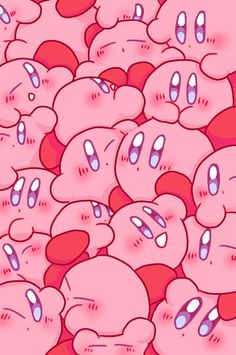 an image of many pink faces in the shape of hearts