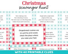 christmas scavenger hunt with 40 printable clues