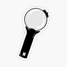 a black and white magnifying glass sticker