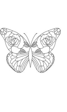 a butterfly with roses on it's wings is shown in the shape of a flower