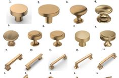 various types of knobs and handles for cabinet doors