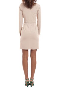 A twisted knot adds a sophisticated shape to this elegant long sleeve dress. 36.25" length Back zip closure Long sleeves 96% polyester, 4% spandex Machine wash, dry flat Imported Model stats: 5'10" height, 32" bust, 25" waist, 36" hip. Chic Long Sleeve Fitted Dress With Back Zipper, Elegant Midi-length Mini Dress With Side Zipper, Elegant Midi Mini Dress With Side Zipper, Long Sleeve Dress With Back Zipper For Date Night, Elegant Long Sleeve Dress With Back Zipper, Elegant Spring Mini Dress With Invisible Zipper, Long Sleeve Mini Dress With Side Zipper, Chic Long Sleeve Mini Dress With Back Zipper, Chic Dress With Side Zipper For Fall