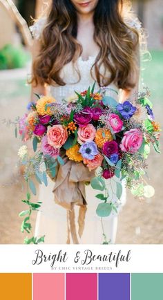 a woman holding a bouquet of flowers in her hands