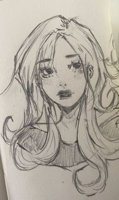 a drawing of a girl with long hair