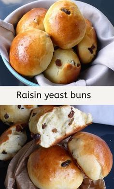 some bread rolls are sitting in a bowl