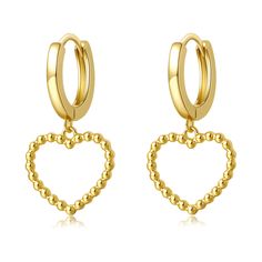 PRICES MAY VARY. ♥Cute Dangle Hoop Earrings♥ These delicate tiny heart dangle huggie earrings are crafted with flexible and strong clasp, easy to wear or take off, giving you a sturdy and comfortable wearing experience.They can be worn alone, or mixed with other multiple piercing earrings to create your own unique style. ♥Quality Gold Huggie Earrings♥ It's made of superior copper, lightweight, thick 14k gold plating, long-lasting color retention, hypoallergenic for sensitive ear, nickel free, le Yellow Gold Hoop Earrings For Valentine's Day, Valentine's Day Tarnish-resistant Yellow Gold Hoop Earrings, Valentine's Day Tarnish Resistant Hoop Earrings, Tarnish Resistant Hoop Huggie Earrings For Valentine's Day, Gold Tarnish-resistant Huggie Earrings For Valentine's Day, Yellow Gold Small Hoop Huggie Earrings For Valentine's Day, Valentine's Day Tarnish Resistant Hoop Huggie Earrings, Valentine's Day Yellow Gold Small Hoop Huggie Earrings, Valentine's Day Yellow Gold-plated Hoop Earrings