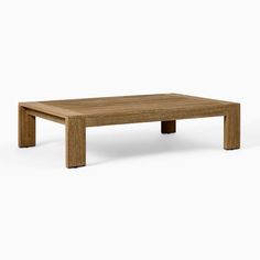 a wooden coffee table on a white background