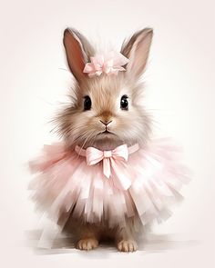 a digital painting of a rabbit wearing a pink tutu