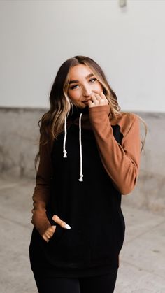 Rust Accents, Double Hoodie, Falling Stars, Tunic Tank Tops, Black Body, Cool Hoodies, White Accents, Workout Hoodie, Dressy Tops