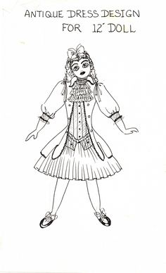 an antique dress design for 12 doll