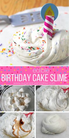 the birthday cake slime is ready to be eaten