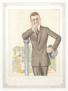 Fashion Plate, Photo lithograph, C.1920 Roaring Twenties, Fashion Plates, French Fashion, We Wear, Old Money, Rounded Corners, Online Purchase, Men's Blazer, Men Dress