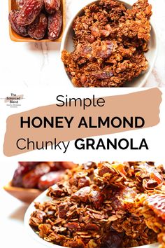 homemade honey almond granola recipe with text overlay