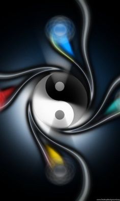 an abstract black and white background with a yin - yang symbol