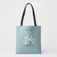 Floral modern daisy blue girly elegant stylish tot tote bag Cute Blue Shoulder Bag For Spring, Cute Blue Spring Bag, Cute Blue Bag For Spring, Beautiful Colors, Floral Pattern, Daisy, Created By, Tote Bag, Stars