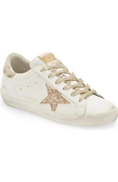 Golden Goose Super-Star Low Top Sneaker (Women) | Nordstrom Preppy Shoes Women, Gold Golden Goose, Black Golden Goose, Golden Sneakers, Dr Shoes, Preppy Shoes, Top Sneakers Women, Paris Mode, Sneakers Looks