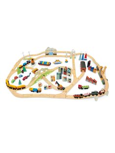 Tender Leaf Toys Mountain View Train Set Weston Table Container Ship, Small Sailboats, Road Bridge, Wooden Train Set, Yellow Car, Wooden Train, Gift Kit, Train Set, Diy Kits Gift