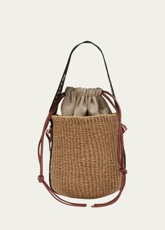 Chloe x Mifuko Woody Small Bucket Bag - Bergdorf Goodman Raffia Bucket Bag, Flat Web, Small Bucket Bag, Small Buckets, Basket Bag, Professional Cleaning, Women Artisans, Embossed Logo, Green Bag