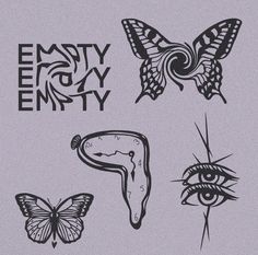 the cover art for empty envy's album, which features an eye and butterfly