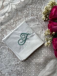 "This listing is for 1 machine embroidered 100% cotton handkerchief.  This elegant handkerchief is the perfect gift for the gentleman in your life. The handkerchief is made with soft 100% cotton. this soft to the touch handkerchief measures about 16\" x 16\". You can customize this handkerchief by changing the thread color from the drop down menu on the right hand side. Personalize the embroidery by entering your letter or letters of choice in the \"notes\" section at checkout. If you have a spe Elegant White Handkerchiefs For Personalized Gift, White Monogrammed Handkerchiefs As Gift, White Monogrammed Handkerchiefs For Gift, White Monogram Handkerchiefs As Gift, Classic Monogram Handkerchiefs For Wedding Gift, White Cotton Handkerchiefs For Gifts, White Cotton Handkerchiefs Gift Set, Classic White Embroidered Handkerchiefs, White Handkerchiefs With Custom Embroidery For Gift