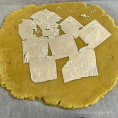 the cookie dough has been cut into squares and placed on top of each other with foil