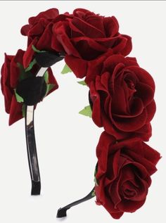 Red Rose Headband, Burgundy Flower Crown, Accessories Bride, Rose Headband, Halloween Headband, Headband Jewelry, Burgundy Flowers, Halloween Make Up, Rose Hair