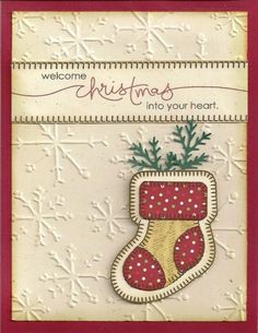 a christmas card with a boot on it