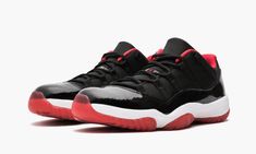 The famous “Bred” colorway of the Air Jordan 11 in the shoe’s low-top form.  This colorway was spotted on Michael Jordan’s own feet as a PE edition way back in 1996 and remained at an almost legendary status until they finally dropped at retail in summer 2015. Air Jordan 11 Retro Low, Nike Air Jordan 11, Jordan 11 Retro Low, Marina Blue, Air Jordan 11 Retro, Sneaker Release, Jordan 11 Retro, Air Jordan 11, Jordan 11