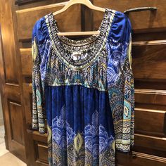 Nwt Colorful Boston Proper Dress By Muse Blue Stretch Bohemian Dress, Blue Bohemian Stretch Dresses, Stretch Blue Bohemian Dress, Lace High Low Dress, Graphic Print Dress, Boston Proper Dresses, Maternity Black Dress, Sleeveless Sweater Dress, White Sundress