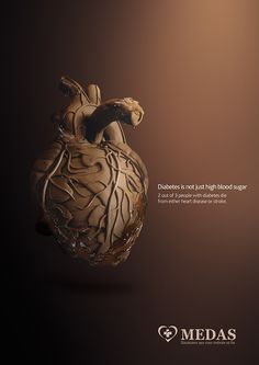 an ad for medas featuring a human heart