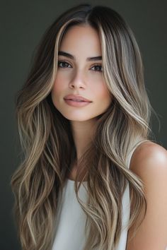 Long Hairstyles Balayage, Lives In Balayage, Fall Balayage Blonde Brunette, Dark Balayage With Blonde, Long Brown Hair With Blonde Highlights, Foilyage Hair Brunettes, Brown Natural Highlights, Brunettes Blonde Highlights, Blonde Hair Brown Skin