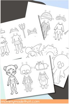 the printable paper doll cut outs are ready to be used as coloring pages for children