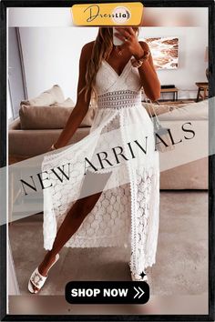 Summer V Neck Solid Color Lace Hollow-out Sleeveless Sling Party Wear High Waist Rompers Holiday Casual White Women's Jumpsuit Women's Jumpsuit, Color Pick, Rompers Women, Jumpsuits For Women, Party Wear, High Waist, Jumpsuit, Rompers, Solid Color